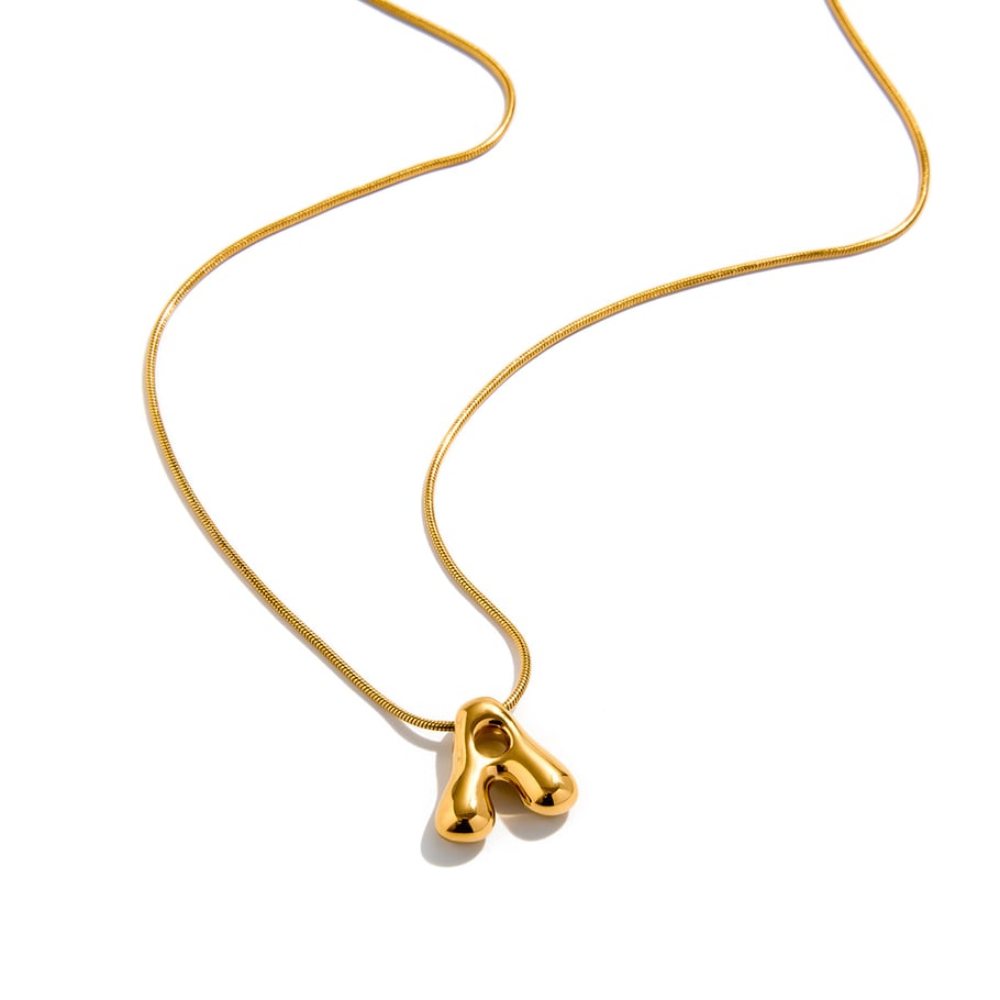 Collar con colgante de letra clásica de acero inoxidable color dorado para mujer, 1 pieza 