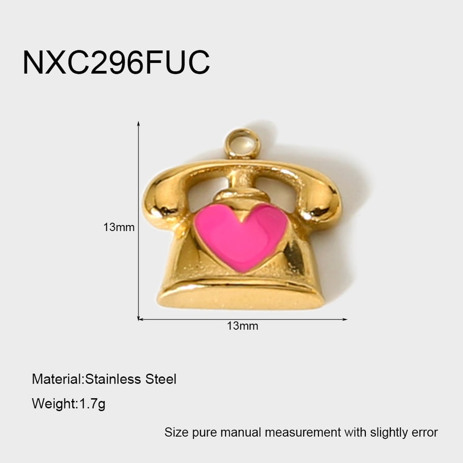 1 Pair Romantic Series Cute Heart Stainless Steel  Pendants 