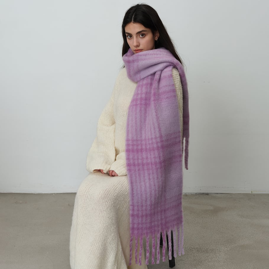 1 Stück einfache karierte Polyester-Winterschals für Damen Bild3