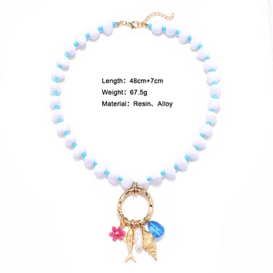 1 stuk legering vis kralen ketting h5 