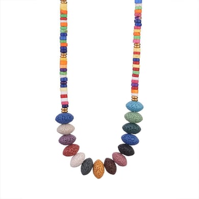 1 Piece Polychrome Beads Natural Stones Gold Color Women's Beaded Necklaces h5 
