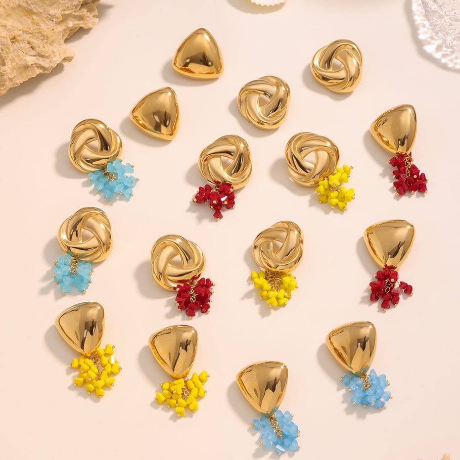 1 Pair Romantic Tassel Stainless Steel Gold Color Glass Women's Drop Earrings Picture2