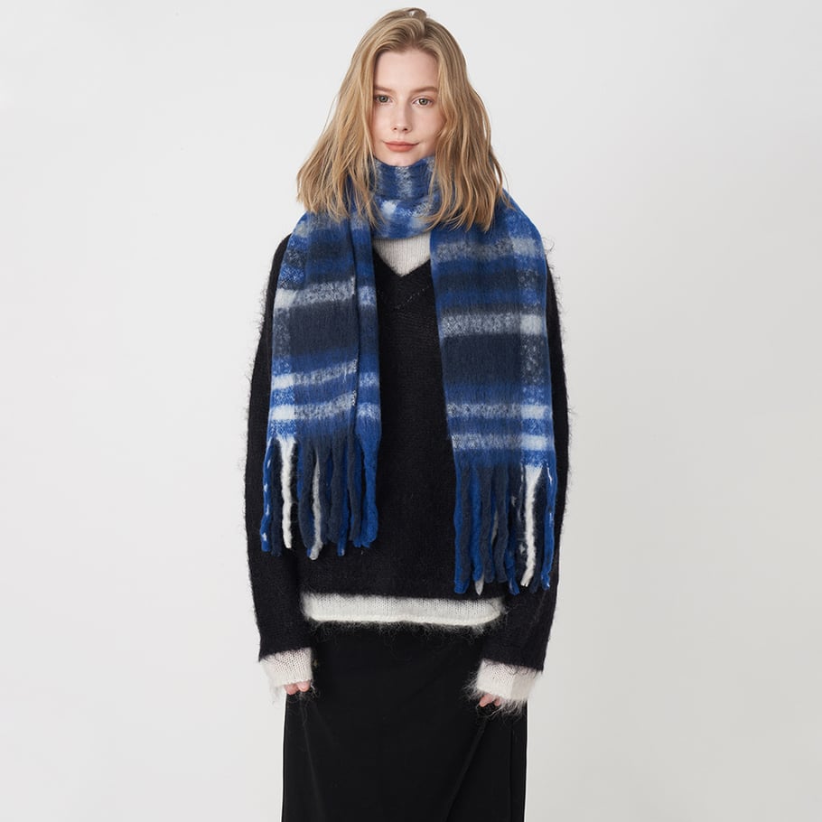 1 Stück Romantische Casual Plaid Mischfarben Polyester Damen Winterschals Bild2