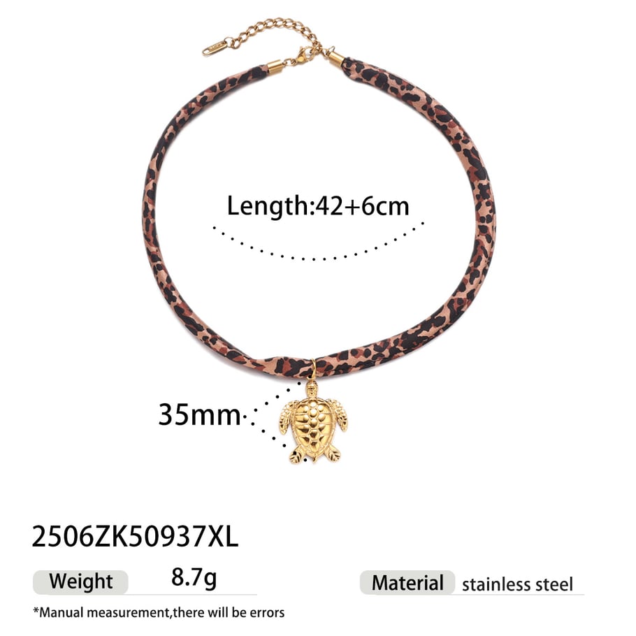 1 Piece Leopard Print Stainless Steel Gold Color Pendant Necklace 