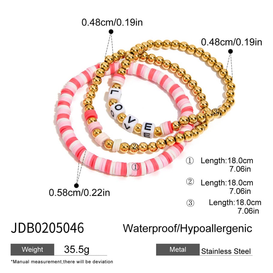 1 bracelet de perles pour femme en argile polymère et acier inoxydable Image2