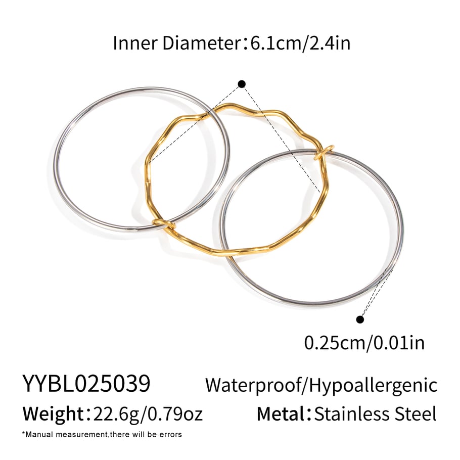 1 Piece Simple Series Daily Mixed Gold Color And Silver Colors  Women's Bangles 