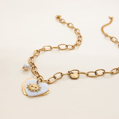 Collier avec pendentif en forme de cœur en acier inoxydable doré pour femme, 1 pièce h5 Image7