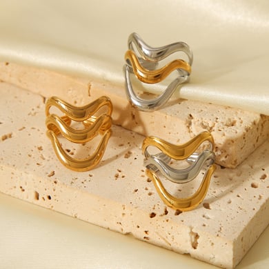1 Stück einfache Statement-Ringe aus Edelstahl mit täglichen Linien in Goldfarbe h5 Bild4