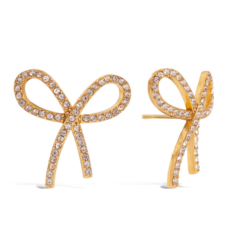 1 paar Shining Series Bow Knot roestvrijstalen goudkleurige damesoorbellen 