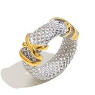 Scale pattern gold wire wrapped ring-two colors/number 6 