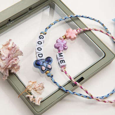 Bracelet à perles coloré en acier inoxydable pour femme, 1 pièce, motif lettre douce h5 Image7