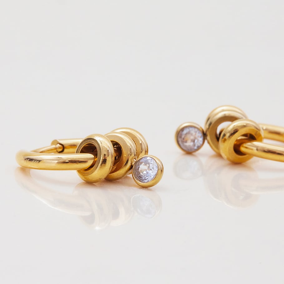 1 Pair Simple Series Circle Stainless Steel Gold Color Women's Hoop Earrings Picture5