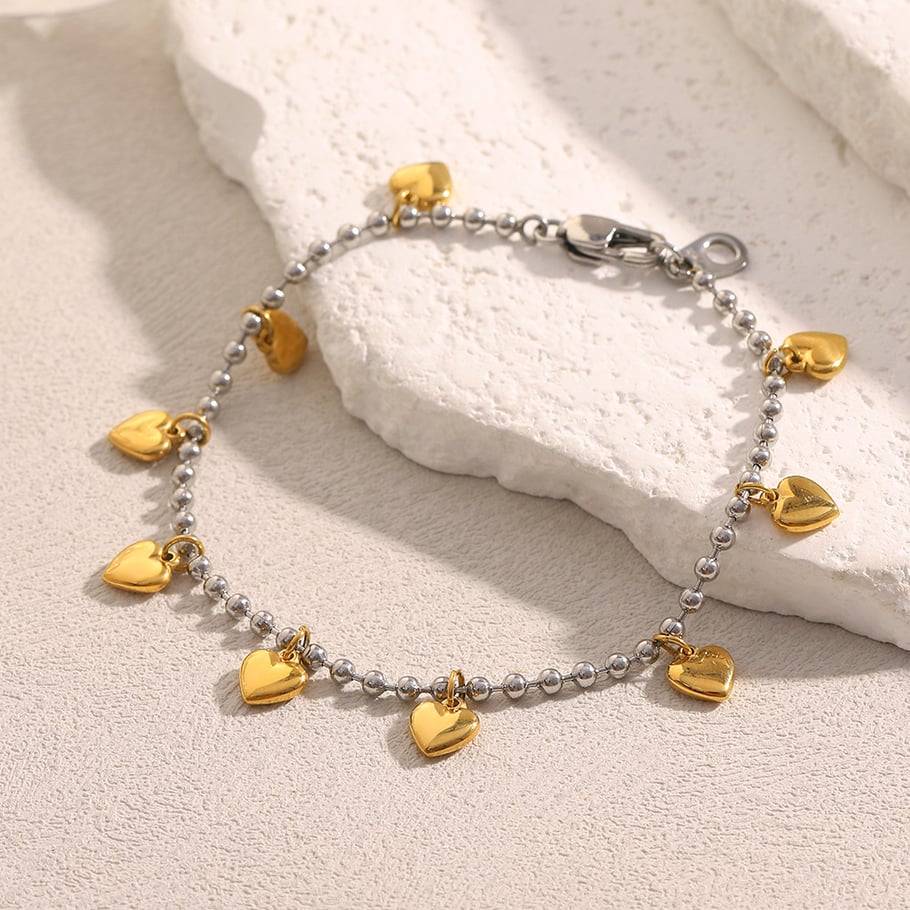 1 Piece Sweet Heart Stainless Steel Gold Color Women's Charm Bracelets Picture7