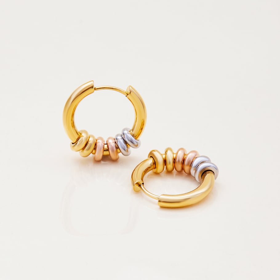 1 Pair Modern Annular Stainless Steel Gold Color Women's Hoop Earrings Picture7