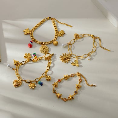 1 Piece Retro Heart Stainless Steel Gold Color Charm Bracelet h5 Picture4
