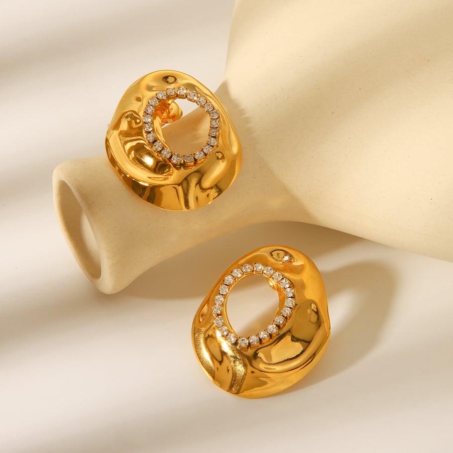 1 Pair Simple Geometric Stainless Steel Gold Color Women's Stud Earrings h5Picture6
