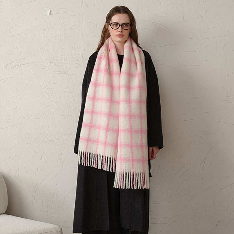 1 pieza de bufanda de invierno a cuadros para mujer Imagen4
