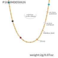 P1693-Golden round bead necklace 33+5cm Picture5