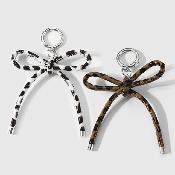 1 Piece Leopard Print Bow Knot Bag Charm 2