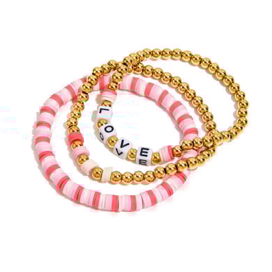 1 bracelet de perles pour femme en argile polymère et acier inoxydable h5 