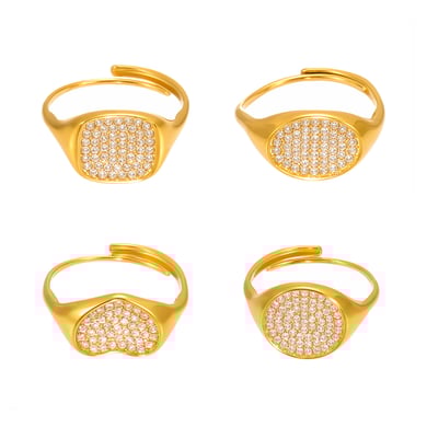 1 pezzo di anello da donna in acciaio inossidabile con zirconi e pietre preziose, stile geometrico minimalista h5 Immagine7