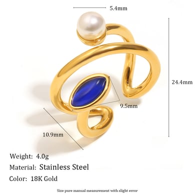 1 Piece Stainless Steel Natural Stone Ring h5 Picture2
