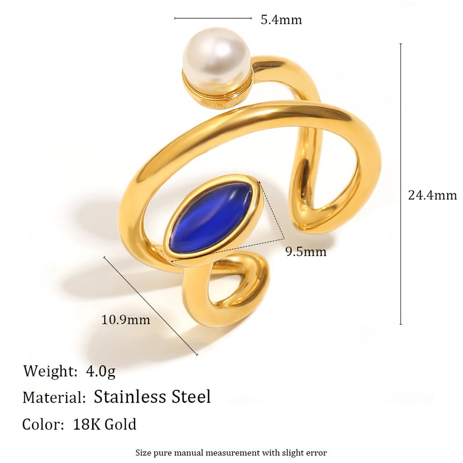1 Piece Stainless Steel Natural Stone Ring Picture2