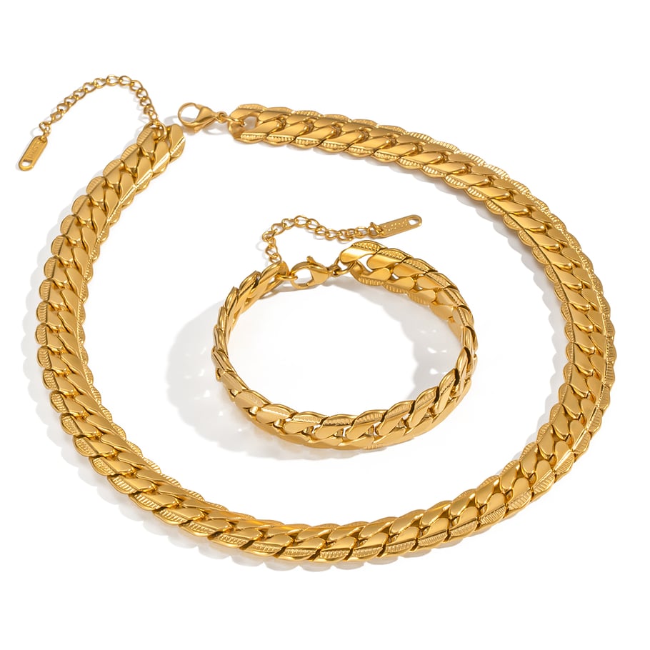 Set di gioielli da donna in acciaio inossidabile color oro, forma irregolare semplice, 1 pezzo Immagine3