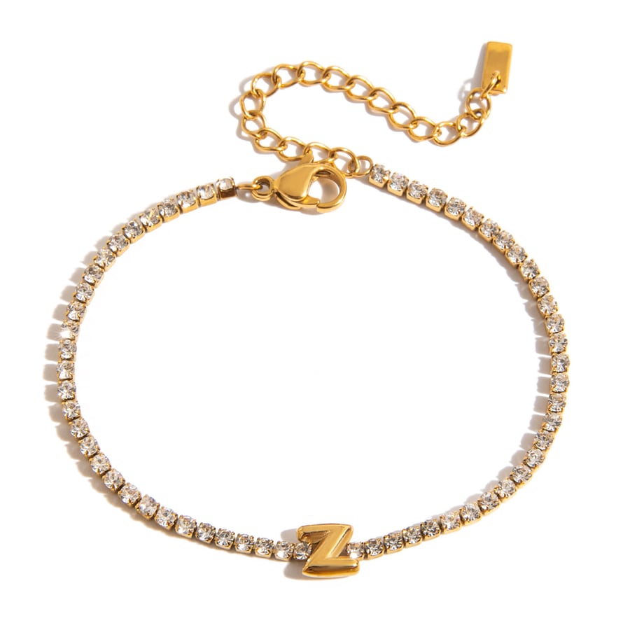 1 Piece Delicate Letter Stainless Steel Gold Color Women's Charm Bracelets 