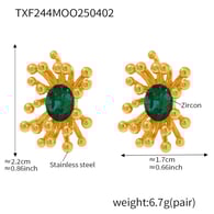 TXF244-Green zircon stamen earrings Picture3