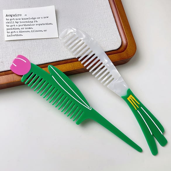 1 Piece Tulip Shape Cellulose Acetate Sheet Women's Combs