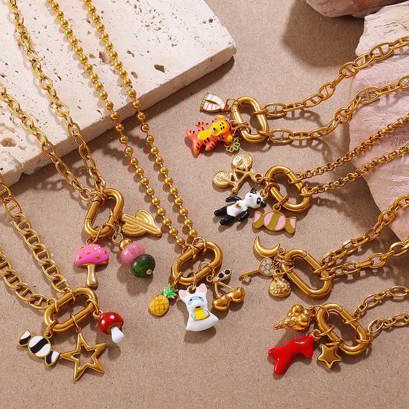 1 Piece Animal Stainless Steel  Gold Color DIY Pendant Necklace
