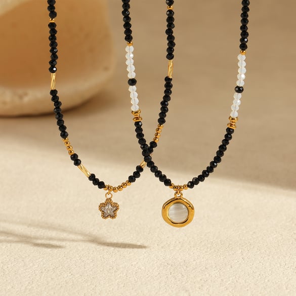 1 Piece Natural Stone Stainless Steel Pendant Necklace 2