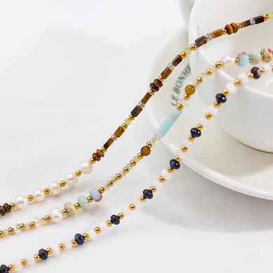 Sweet Elegant Stainless Steel Women‘s Beaded Necklaces h5 Picture3