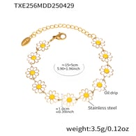 TXE256-Golden small chrysanthemum flower bracelet 15+5cm 