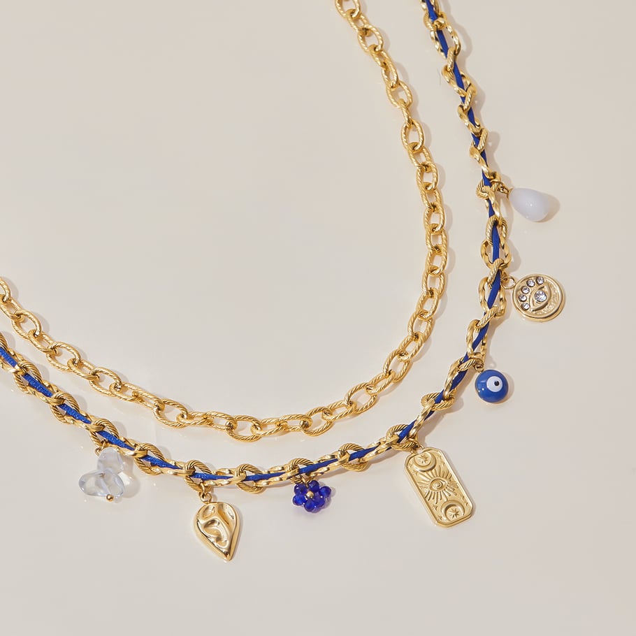 Collier pendentif rétro en acier inoxydable couleur or pour femme, motif tarot, 1 pièce Image8