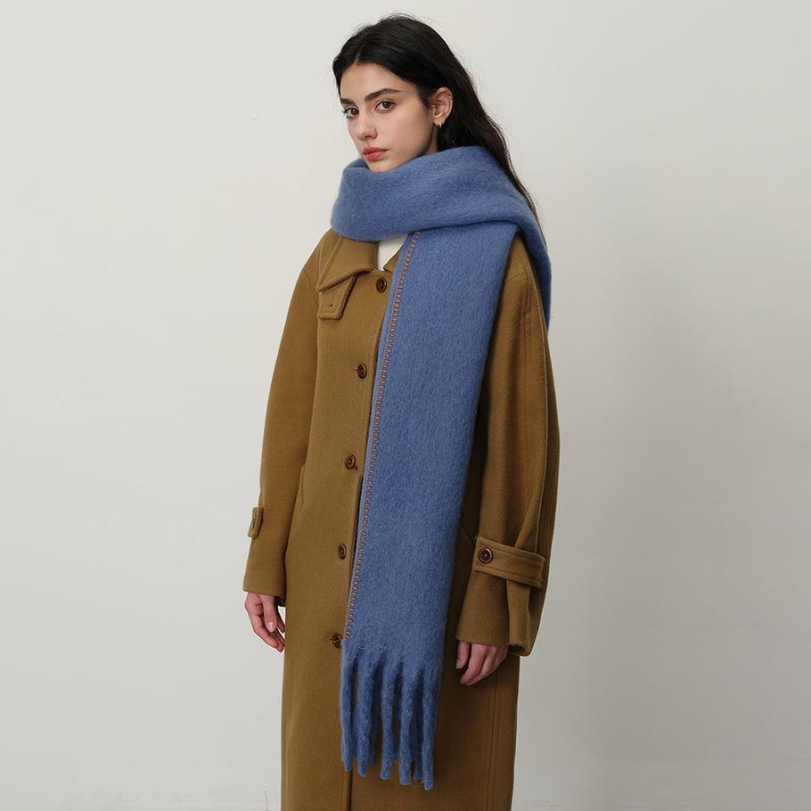 1 Stück einfache einfarbige Polyester-Winterschals für Damen Bild3