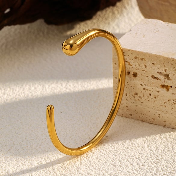 1 Piece Simple Circle Stainless Steel  Gold Color  Cuff Bracelet