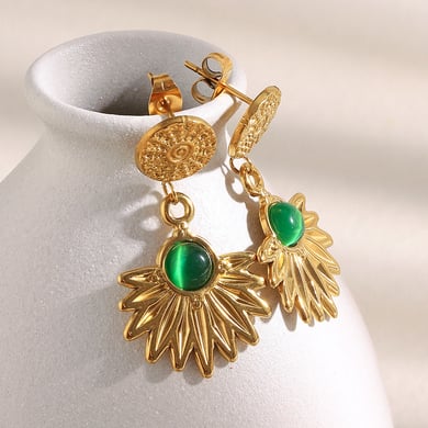 1 Paar einfache Serie Urlaub Blume Edelstahl Damen Tropfen Ohrringe h5 Bild2