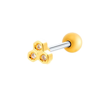 1 pieza de delicados pendientes de perforación con circonitas de color cobre y dorado para mujer h5 Imagen6