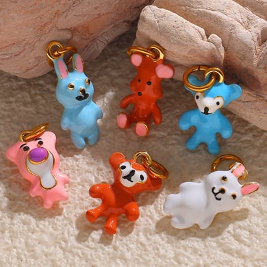 1 Piece Cute Animal Stainless Steel  DIY Pendant h5 Picture3