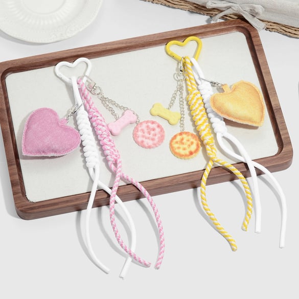 1 Piece Cute Heart Cookie Bag Charm 2