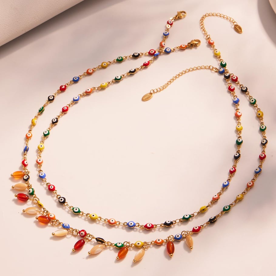 1 Piece Retro Agate Devil's Eye Stainless Steel Women's Pendant Necklaces Picture5