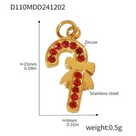 D110-Ciondolo a forma di bastone di Babbo Natale dorato Immagine10