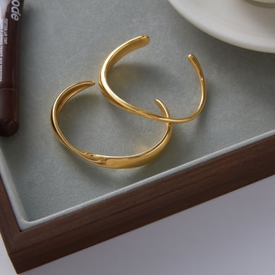 1 Piece Classic Curve Stainless Steel Gold Color Women's Cuff Bracelets h5 Picture5