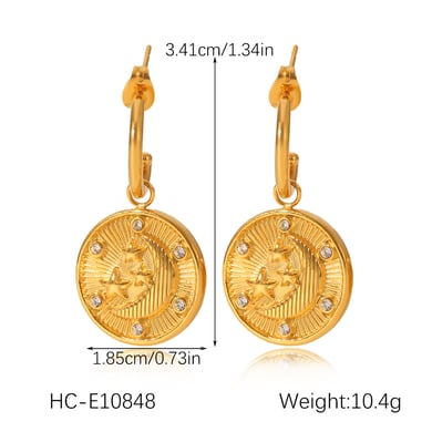 1 Pair Daily Cross Stainless Steel   Gold Color  Zircon Women's Drop Earrings h5 Picture2