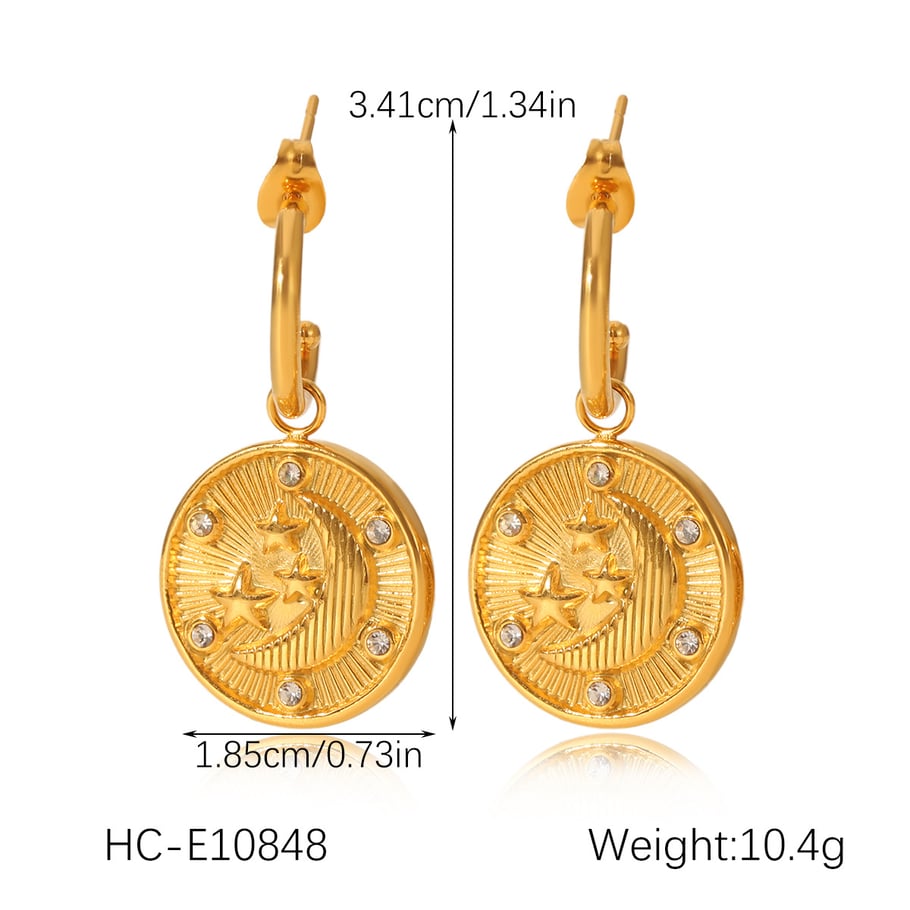 1 Pair Daily Cross Stainless Steel   Gold Color  Zircon Women's Drop Earrings Picture2
