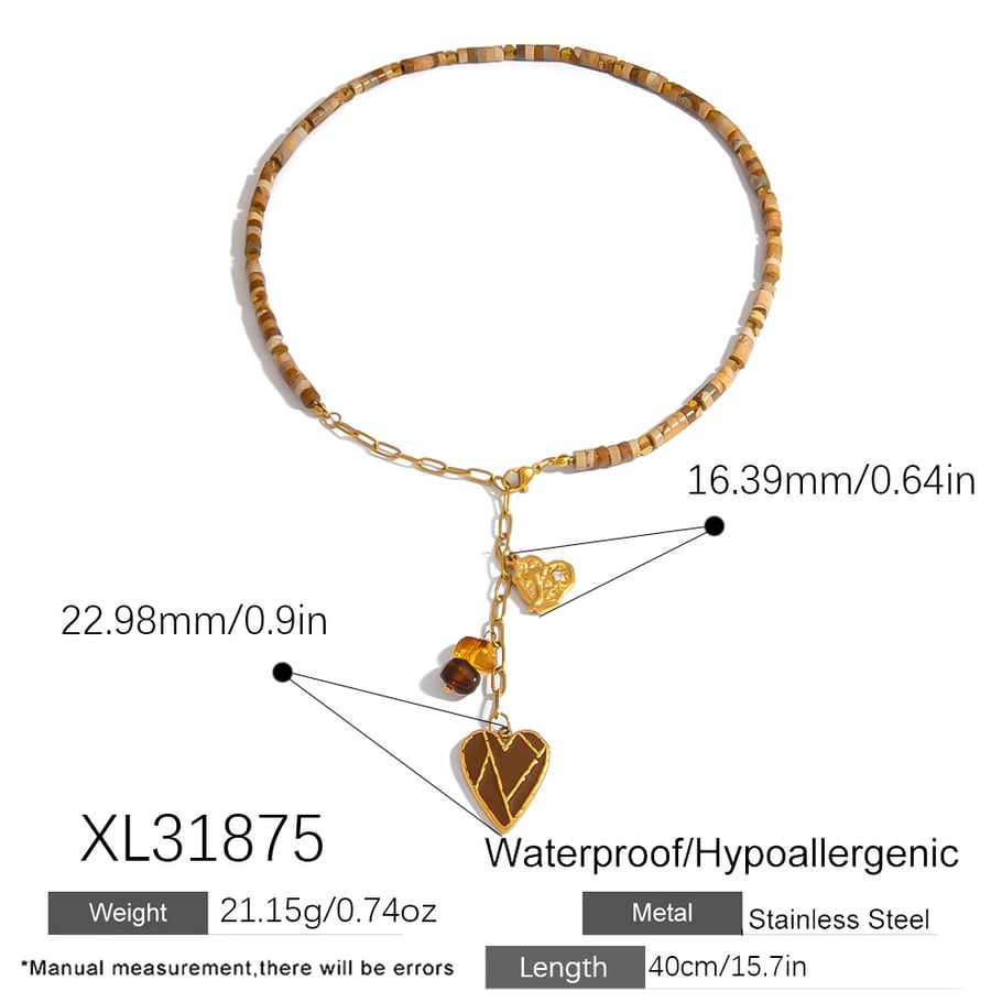 1 Piece Luxurious Irregular Shape Heart Stainless Steel  Women's Beaded Necklaces Picture2