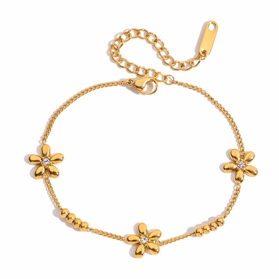 1 Piece Sweet Bow Knot Stainless Steel Gold Color Women's Charm Bracelets 