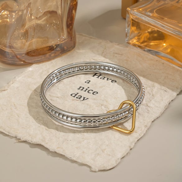 1 stuk roestvrijstalen armband met gemengde kleuren en een hartvormige gesp 2